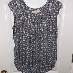 LOFT Women's Geometric Blouse - Pink and Blue